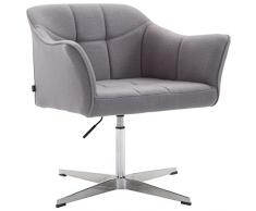 CLP Poltrona Imbottita Lounge Jean in Stoffa I Sedia con Braccioli Girevole E Regolabile 41-54CM, Colore:Grigio