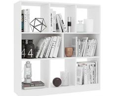 BAKAJI Libreria Scaffale da Terra 8 Vani Casa Ufficio Libri Biblioteca Armadio Mensole Design Moderno Arredamento Interno Mobile Scaffalatura Soggiorno Salotto Struttura in Legno (Bianco)