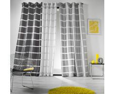 Douceur dIntérieur, tenda con occhielli, in poliestere, colore: argento, 260 x 140 cm, ceramica, bianco, 140 x 260 cm