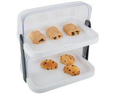 APS Buffet Showcase Double Decker - 2 cofani trasparenti roll-top che possono essere aperti su entrambi i lati, 2 vassoi in acciaio inox, 4 batterie di raffreddamento, stoccaggio salvaspazio - Made in Germany