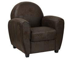 Totò Piccinni Poltrona VANITY poltroncina in similpelle con braccioli imbottita design vintage retrò (Marrone Scuro)