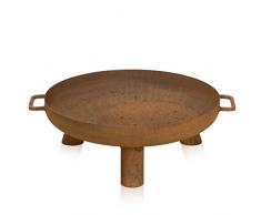 Braciere DAYTONA 60 in Acciaio con Effetto Ruggine - Diametro 60 cm - per Giardino e Terrazza - Ciotola di Fuoco