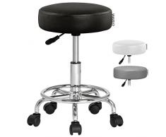 Casaria Sgabello Girevole Altezza Regolabile 51-65 cm Sedia da Lavoro Girevole 360° Spessore Seduta 10cm Centro estetico fisioterapista Studio Medico Nero