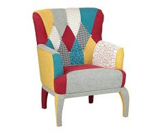 Toto Piccinni Poltrona CARNAVAL in Tessuto Design Patchwork Imbottito con braccioli (Poltrona)