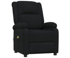 vidaXL Poltrona Massaggiante Elettrica Nera in Tessuto