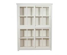 Biscottini Vetrina espositiva in legno massello bianco 212 x 154 x 37 cm | Credenza legno o dispensa cucina | Arredamento Shabby Chic casa | Mobile cucina vintage