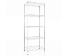 casa pura Scaffale Metallico Rocky | Scaffalatura | Scaffale Acciaio | scaffale componibile | 5 Ripiani Regolabili | 90x45x200cm, Bianco