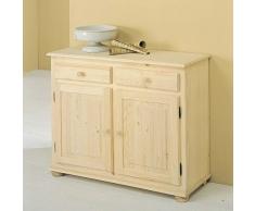 fumer Mobile Credenza 2 Ante 2 Cassetti in Legno Abete Grezzo 107x39x85cm Country