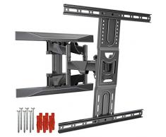 Invision Supporto TV Parete per 37-65 Pollici Schermi, VESA 200x200mm a 400x400mm, Staffa TV Braccio Doppio Forte e Robusto Inclinabile Orientabile e Estensibile Funzione, Carico Max 45.5kg (EV600)