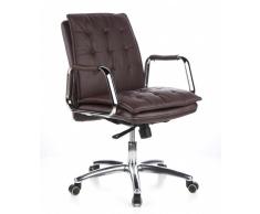 HJH Office 600934 Poltrona Girevole VILLA 10 Pelle, Sedia da Ufficio con Braccioli, Comoda, Regolabile in Altezza, Marrone