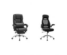 SONGMICS Poltrona Girevole con Poggiagambe Sedia Direzionale Ergonomica da Ufficio Studio Regolabile con Rotelle OBG71B, Portata Massima: 150 kg & Sedia da Ufficio, Poltrona Girevole