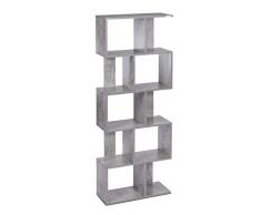ts-ideen Mensola Scaffale Parete Divisoria CD Libri Libreria Grigio Effetto Beton 160 x 60 cm