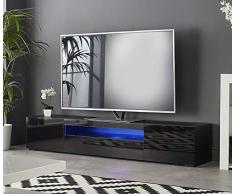 MMT DAIQ2000 - Mobile porta TV per TV 4k da 65 70 75 80 pollici, con luci LED, larghezza 200 cm, colore: Nero