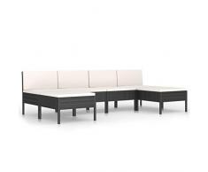 Tidyard 6pz Set Divani da Giardino con Cuscini in Polyrattan,Divano Angolare da Giardino in Rattan,Divano Modulare da Giardino per Esterno in Rattan,Salotto da Giardino in Rattan,Nero
