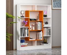 HOMIDEA VENUS Libreria - Scaffale per libri - Scaffale per ufficio/soggiorno dal design moderno (Bianco/Arrancio)