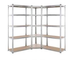 Monzana Scaffale Angolare Metallo 2625kg 15 Ripiani MDF Scaffalatura Metallica Officina Magazzino