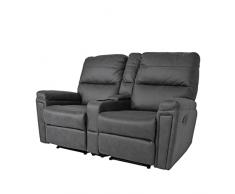 Mendler Poltrona da cinema 2 posti HWC-K17 regolabile tessuto grigio scuro