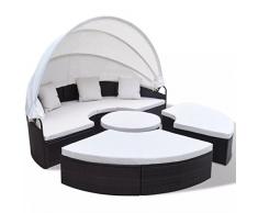 Tidyard- Set Divano Circolare da Giardino 13 pz Polirattan 230cm Marrone, Set di mobili da Giardino