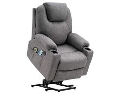 MCombo Poltrona relax regolabile elettricamente con sistema alza-persona, porta USB, funzione massaggio e riscaldamento