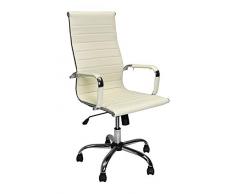 Sedia da ufficio girevole - poltrona presidenziale regolabile in ecopelle beige mod.Torino