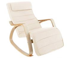 TecTake 800795 Sedia a Dondolo, Poltrona Relax, Poggiapiedi Regolabili, Cuscino Removibile, Ergonomica, Arredamento da Giardino, Interno Esterno (Beige)