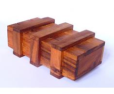 LOGICA GIOCHI Art. Scrigno di Pandora Doppio - Rompicapo in Legno - Scatola Segreta - Difficoltà 3/6 Difficile - Serie Leonardo da Vinci