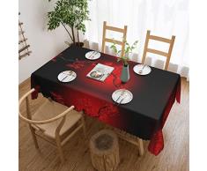 DMORJ Tovaglia quadrata in pizzo lavabile con fiori di ciliegio rosso, 137 x 183 cm, perfetta per tavoli da buffet, feste, cene di festa, ecc