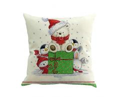 Federe Cuscini, feiXIANG Federa Cuscino Stampa Natale Pupazzo di Neve Federe 45x45 cm in Lino Cuscini per divani Cuscino di Natale Decorazioni per la Casa Divano