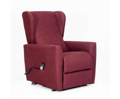 POLTRONE ITALIA - Poltrona Relax elettrica alzapersona 2 mot reclinabile Seduta indeformabile assemblata Anziani disabili Sicurezza CE Medicale DETRAIBILE 19% - Poltrona-Isabel-2M-TERED Rosso Tessuto