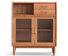 Priority Culture Credenza Moda Credenze E Buffet Materiale in Legno di Ciliegio Salotto Cucina Credenza Porta in Vetro Temperato (Color : Brown, Size : 80 * 41 * 95.5cm)