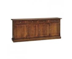 Mar.c.a. Design Credenza Con 4 Porte 4 Cassetti In Arte Povera, Color Noce Scuro