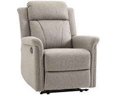 homcom Poltrona Reclinabile Manualmente max 135° con Poggiapiedi e Poggiatesta, in Microfibra, Acciaio e Gommapiuma, 78x96x102 cm, Grigio