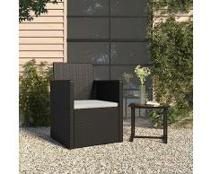 QZZCED Sedie da giardino Sedia a sdraio Sedia da patio sedia esterno Poltrona da Giardino con Cuscino Nero in Polyrattan per Giardino, Terrazza, Balcone, Veranda, Piscina