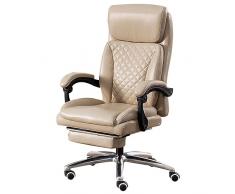 XIaoHESHop Ergonomica Pelle PU Sedia da ufficio, Schienale alto Sedia da scrivania con braccioli, Funzione di inclinazione, poggiapiedi retrattile e ruote in PU, Sedia operativa girevole per computer
