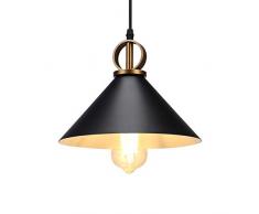 Lightsjoy Lampada a Sospensione Vintage - Lampadario Industriale Retrò Edison Lampadine E27 Lampade da Interni Soggiorno Lampadario Nera Cucina Paralume in Metallo Per Ristorante