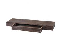 Mensola ripiano pensile con cassetto HWC-H37 25x80x8cm legno massello marrone shabby