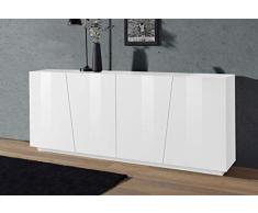 Web Convenienza Madia con 4 Ante Made in Italy – Credenza Contenitore Collezione Sprint per Soggiorno Cucina Ingresso Sala da Pranzo Mobile Design moderno originale Bianco Laccato Lucido - 200 cm