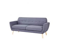 Milani Home s.r.l.s. Divano 3 Posti Grigio Stile Moderno di Design Contemporaneo con Bottoni per Salotto Casa Hotel, Stile Moderno, 193 X 79 X 86 H