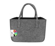 LEVIATAN Borsa Shopper in Feltro | Grande 30 Litri | Multifunzionale | Borsa Della Spesa XXL | Cesto Pieghevole | Borsa per Legna da Ardere | Cesto per Abigliamento | Borsa per Giocattoli | Nero