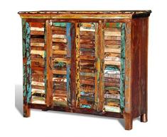 vidaXL Credenza in Legno Massello di Riciclo con 4 Sportelli Armadietto Madia