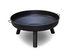SWANEW Braciere per esterni, diametro 82,5 cm, grande braciere in ferro con manici, braciere di alta qualità per balcone, cortile, foresta, camino, terrazza, campeggio
