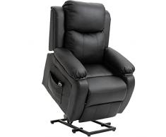 homcom Poltrona Relax Reclinabile 160°, Poltrona Elettrica Alzapersona con Poggiapiedi e Telecomando in Similpelle, Nero