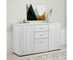 Dmora Credenza 3 Ante e 2 cassetti, Buffet da Cucina, Madia con scaffali e Ripiani, Made in Italy, Mobile Moderno, cm 120x40h83, Colore Cemento