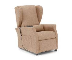 Orthomatic® - Poltrona Relax 2 Motori Elevabile Modello Orchidea Motorizzata, Roller System, Tessuto Idrorepellente Anti-Macchia. Poltrona per Anziani. Reclinabile. Iva 4% (Beige)