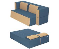 Baldiflex Divano Letto 2 Posti Modello Praticho in Poliuretano e Memory Foam, Rivestimento Sfoderabile e Lavabile, Colore Jeans