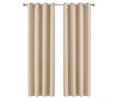 PONY DANCE Tende Soggiorno Moderne 2 Pannelli - Tende Termiche Isolanti per Interni Tende Oscuranti con Occhielli 100% Poliestere Tende per Salotto, 2 Pannelli 140x260 CM, Beige