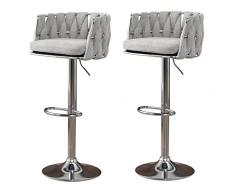 Set di 2 Cucine da Cucina Sgabello da Bar Alternativo, Seggiolone Rotante Ad Altezza Regolabile, Tessuto in Cotone e Lino in Acciaio Inox, Adatto for Sala da Pranzo, Contatore, Cucina, Sala da Pranzo