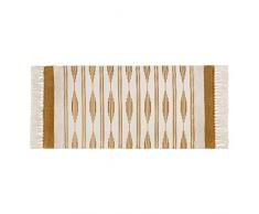 UArtlines Tappeto Salotto in Cotone,Tappeti Moderni Soggiorno Giallo con Nappina Tappeti Camera da Letto Intrecciata a Mano Lavabile Tappeto Morbido Bagno 60 * 130CM