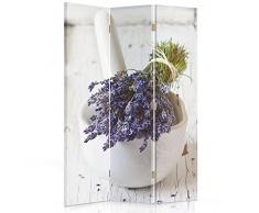Feeby Frames Il paravento Stampato su Telo,Il divisorio Decorativo per Locali, unilaterale, a 3 Parti (110x150 cm), Lavanda, Violetto, Bianco