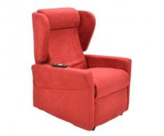 Salute Center Poltrona motorizzta Relax a Due Motori con 4 Ruote per Anziani e disabili Microfibra antimacchia sfoderabile Palermo4 (Rosso)